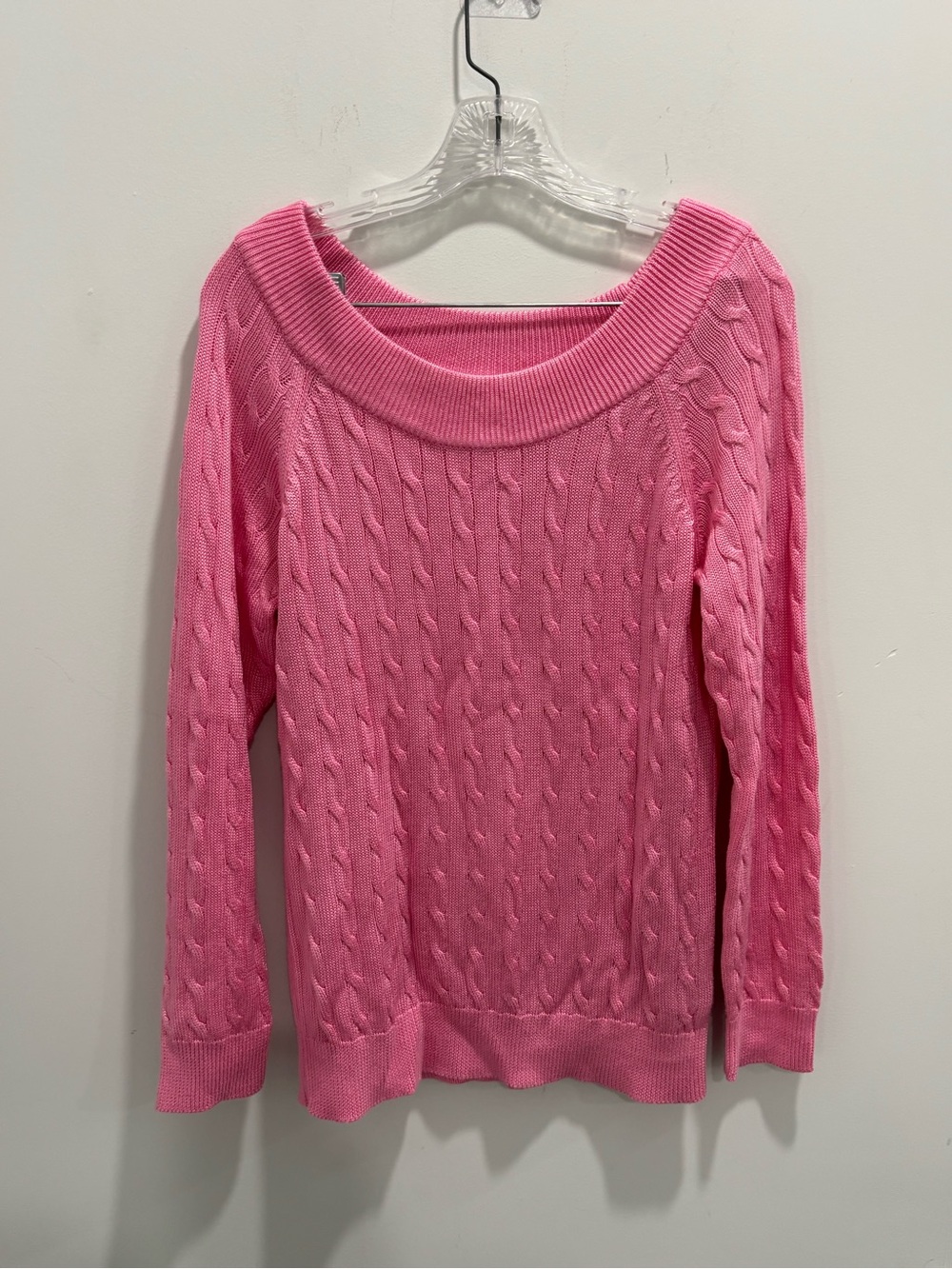 Polo by Ralph Lauren Hot Pink Cable-Knit Off-Shoulder Sweater - Picture 8 of 9